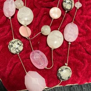 Pink and Black Beaded Necklace
